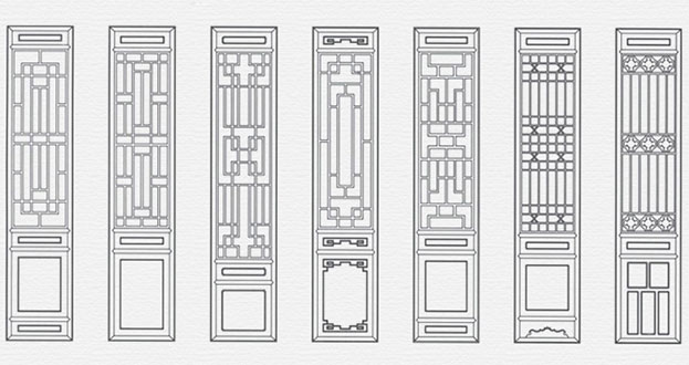 海拉尔常用中式仿古花窗图案隔断设计图